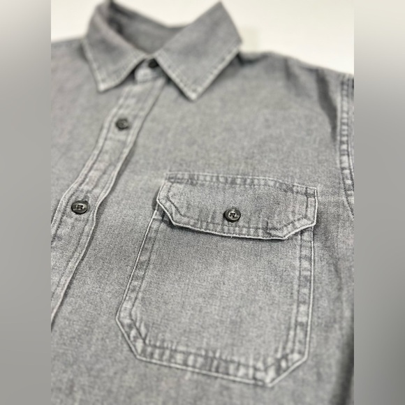 WRANGLER Men’s Authentics Long Sleeve Classic Button Down Gray Small Western - Picture 7 of 14